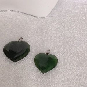 Vintage Green Glass Heart pendants
